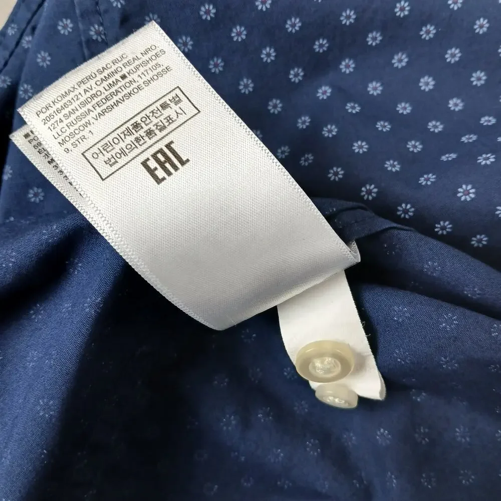 Banana Republic Slim Flex Fit Tech Stretch Cotton Shirt Mens L navy blue floral